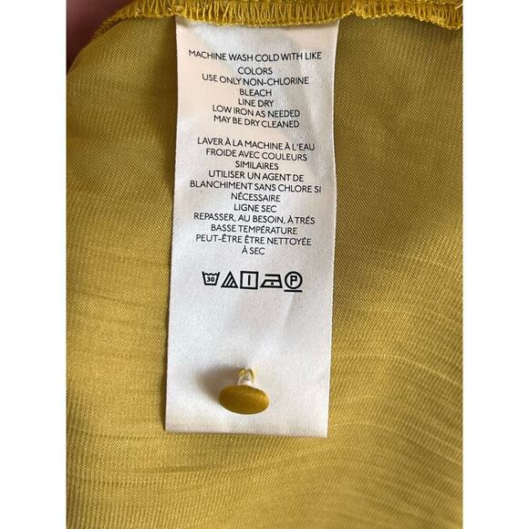 By Anthropologie Tiered Ruffle Trim Sleeveless Blouse Yellow Women's Size XL - Picture 7 of 9